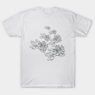 Single line artwork flowers, botanical design T-Shirt